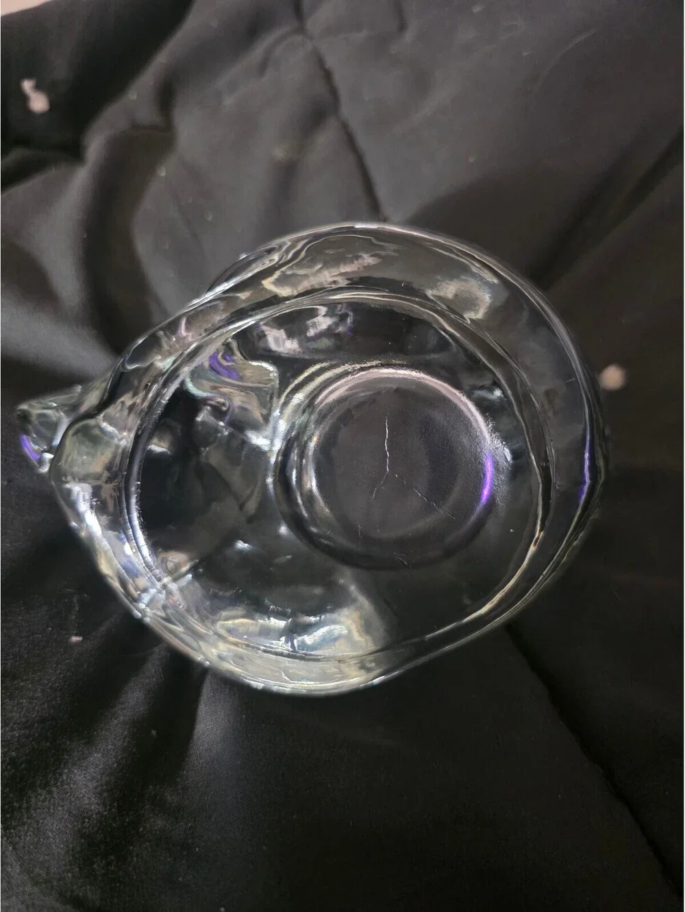 Clear Indian Glass Sleeping cat Shaped Candle Holder